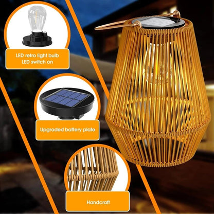 Rattan Lantern Solar Hanging Outdoor