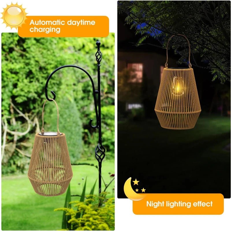 Rattan Lantern Solar Hanging Outdoor