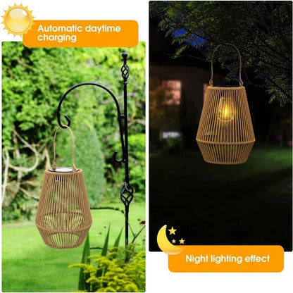 Rattan Lantern Solar Hanging Outdoor