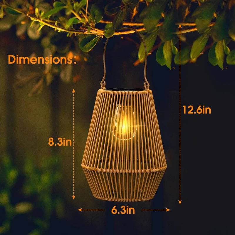 Rattan Lantern Solar Hanging Outdoor