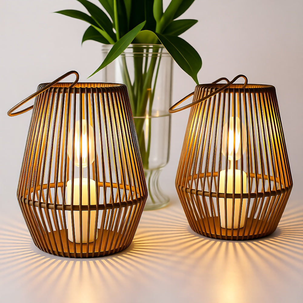 Rattan Lantern Solar Hanging Outdoor