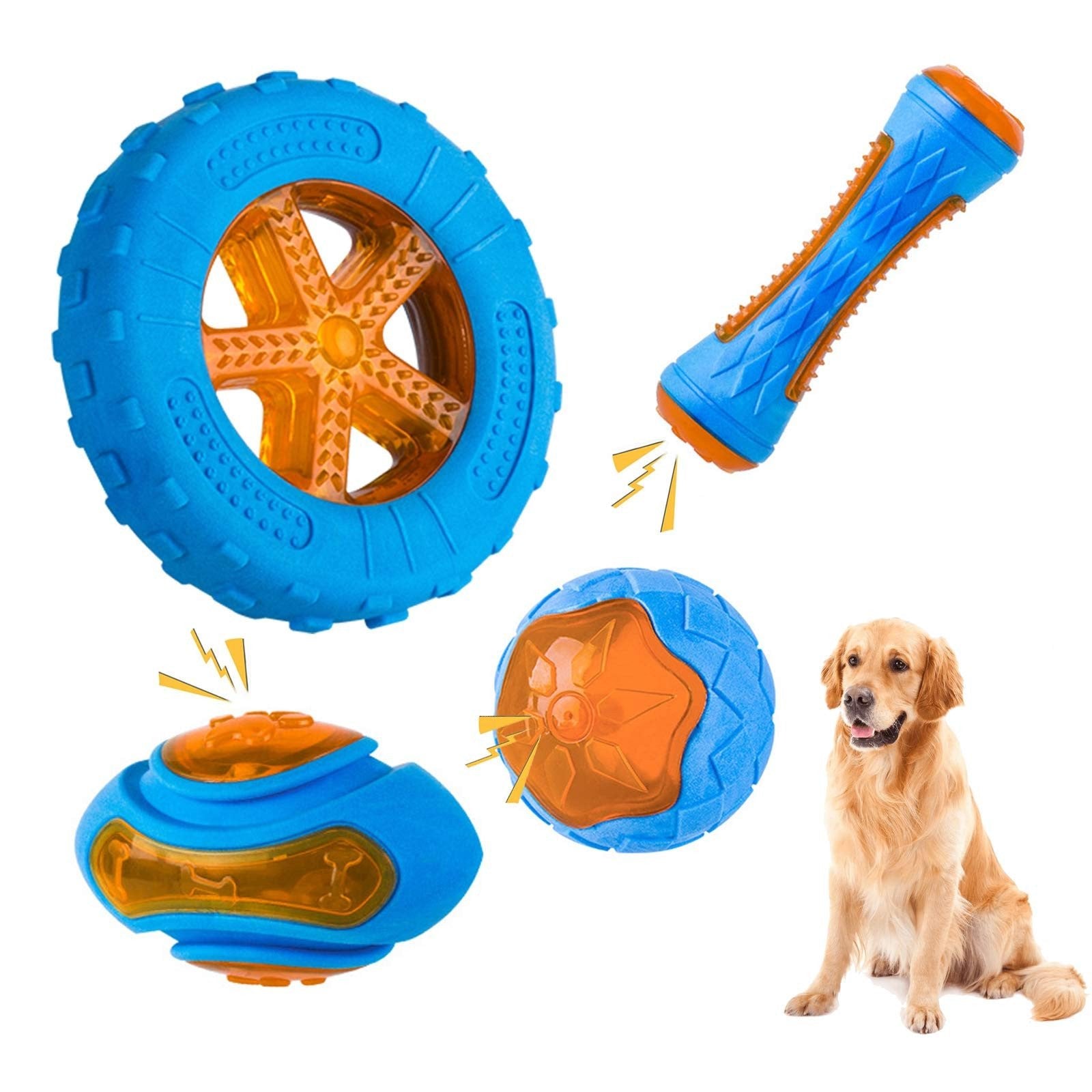 Interactive Dog Toy, Natural Rubber Durable Chew Dental Cleaner