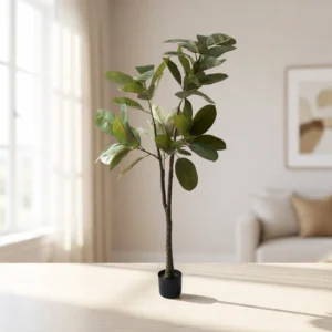 Lifelike Faux Ficus Elastica Tree, 65 Inch Artificial Potted Plant for Living Room, No Watering Needed, Vase Not Included