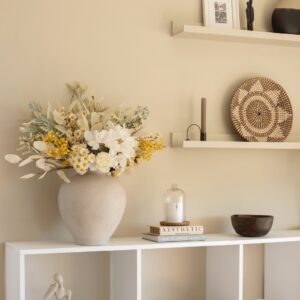 Lifelike White & Yellow Meadow Faux Flower Arrangement, 26 Inch Silk Floral Centerpiece for Spring Decor, Luxury Allergy Friendly, Vase Not Included