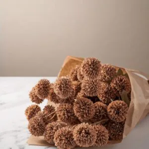 Lifelike Chrysanthemum Faux Flower Arrangement, Brown, 10 Stems, 50 Heads for Living Room Boho Decor, No Watering Needed Vase Not Included
