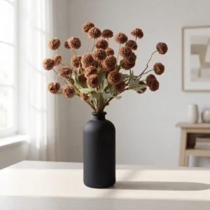 Lifelike Chrysanthemum Faux Flower Arrangement, Brown, 10 Stems, 50 Heads for Living Room Boho Decor, No Watering Needed Vase Not Included