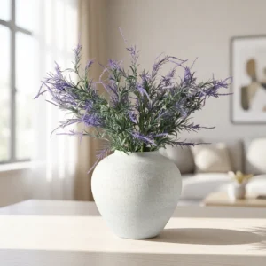 Lifelike Lavender Faux Floral Stems, 5 Purple for Living Room Rustic Decor, No Watering Needed Vase Not Included