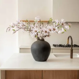 Lifelike White Magnolia Faux Flower Arrangement, 8 Stems Artificial Flowers for Living Room Elegant Decor, No Watering Needed Vase Not Included