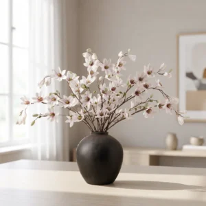 Lifelike White Magnolia Faux Flower Arrangement, 8 Stems Artificial Flowers for Living Room Elegant Decor, No Watering Needed Vase Not Included