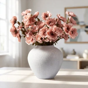 Lifelike Blush Peony Faux Flower Arrangement, 8 Stems Artificial Flowers for Living Room Elegant Decor, No Watering Needed Vase Not Included