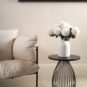 Lifelike White Kiku Faux Flower Arrangement, 10 Stems Artificial Flowers for Living Room Spring Decor, No Watering Needed Vase Not Included