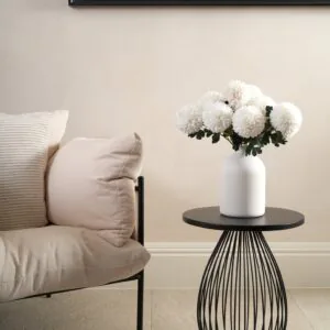 Lifelike White Kiku Faux Flower Arrangement, 10 Stems Artificial Flowers for Living Room Spring Decor, No Watering Needed Vase Not Included