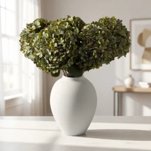 Lifelike Green Hydrangea Faux Flower Arrangement, 5 Stems Artificial Flowers for Spring Decor, No Watering Needed
