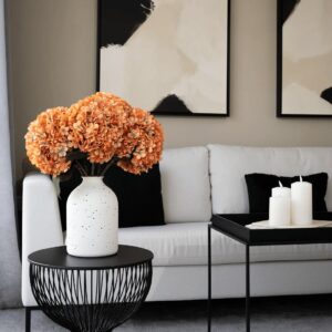 Lifelike Orange Hydrangea Faux Flower Arrangement, 5 Stems for Spring Decor, Modern Home Accent with Vase, No Watering Needed