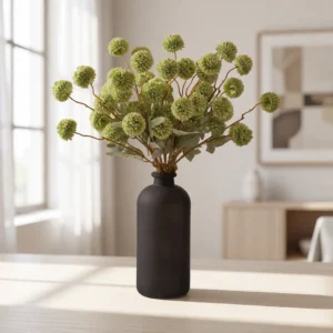 Lifelike Chrysanthemum Faux Flower Arrangement, Green, 10 Stems with 50 Heads for Living Room, Fall Decor, No Watering Needed Vase Not Included