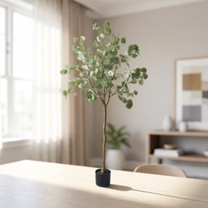 Lifelike Eucalyptus Faux Tree, 63 Inch Artificial for Entryway, Minimalist Home Decor, Maintenance Free Vase Not Included