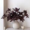 Lifelike Plum Cimicifuga Ramosa Leaves Faux Greenery, 31 Inch Artificial Plant for Modern Fall Decor, No Watering Needed with Vase