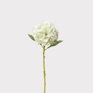 Real Touch Cream White Hydrangea Faux Flower Arrangement, 18 Inch Silk Floral for Living Room, Luxury Home Decor, No Watering Needed with Vase