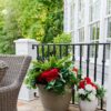 Lifelike Red Geranium Faux Flower Arrangement, 18 Inch Artificial Flowers for Covered Outdoor Use, Summer Decor, Water Resistant, No Maintenance