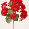 Lifelike Red Geranium Faux Flower Arrangement, 18 Inch Artificial Flowers for Covered Outdoor Use, Summer Decor, Water Resistant, No Maintenance