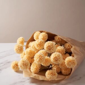Lifelike Chrysanthemum Faux Flower Arrangement, Yellow 10 Stems, 50 Heads, for Living Room No Watering Needed Vase Not Included