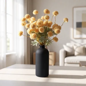 Lifelike Chrysanthemum Faux Flower Arrangement, Yellow 10 Stems, 50 Heads, for Living Room No Watering Needed Vase Not Included