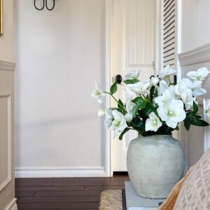 Lifelike Cream Green Helleborus Faux Flower Arrangement, 14 Inch for Living Room Elegant Decor, No Watering Needed
