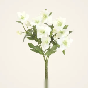 Lifelike Cream Green Helleborus Faux Flower Arrangement, 14 Inch for Living Room Elegant Decor, No Watering Needed