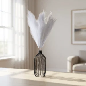 Lifelike White Pampas Grass Faux Floral Stems, 3 Artificial Greenery for Living Room, Fall Decor, No Watering Needed Vase Not Included