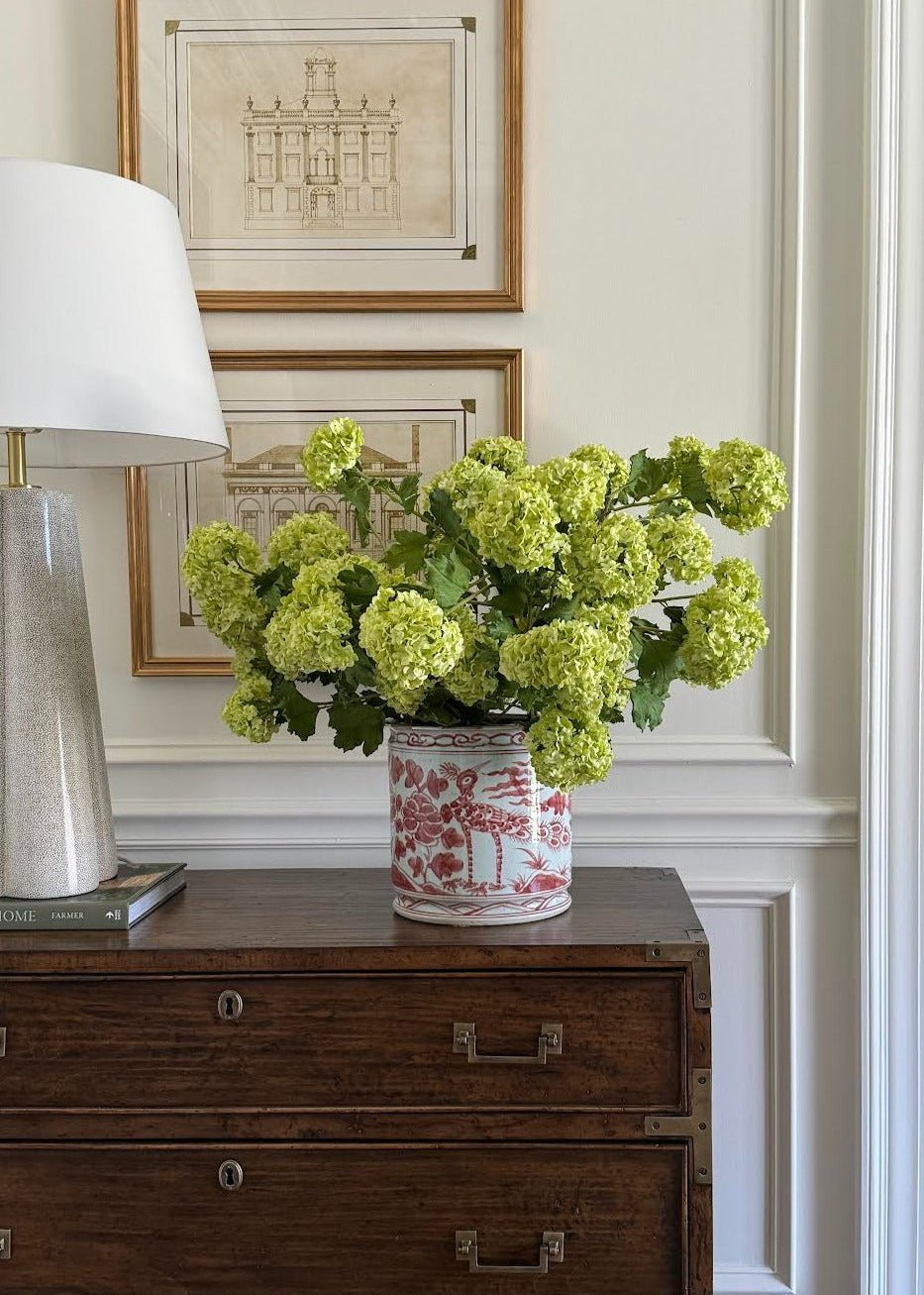 SAVE - Faux Flowers Snowball Flower Stem in Green - 43.5"
