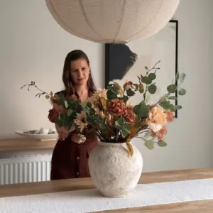 Lifelike Green & Beige Faux Flower Arrangement, 28 Inch Fall Decor for Living Room, No Watering Needed Vase Not Included