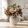 Lifelike Green & Beige Faux Flower Arrangement, 28 Inch Fall Decor for Living Room, No Watering Needed Vase Not Included