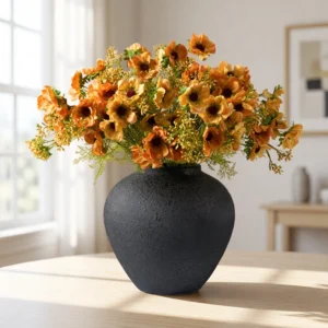 Lifelike Poppy Faux Flower Arrangement, 12 Stems Artificial Flowers for Living Room Spring Decor, No Watering Needed Vase Not Included