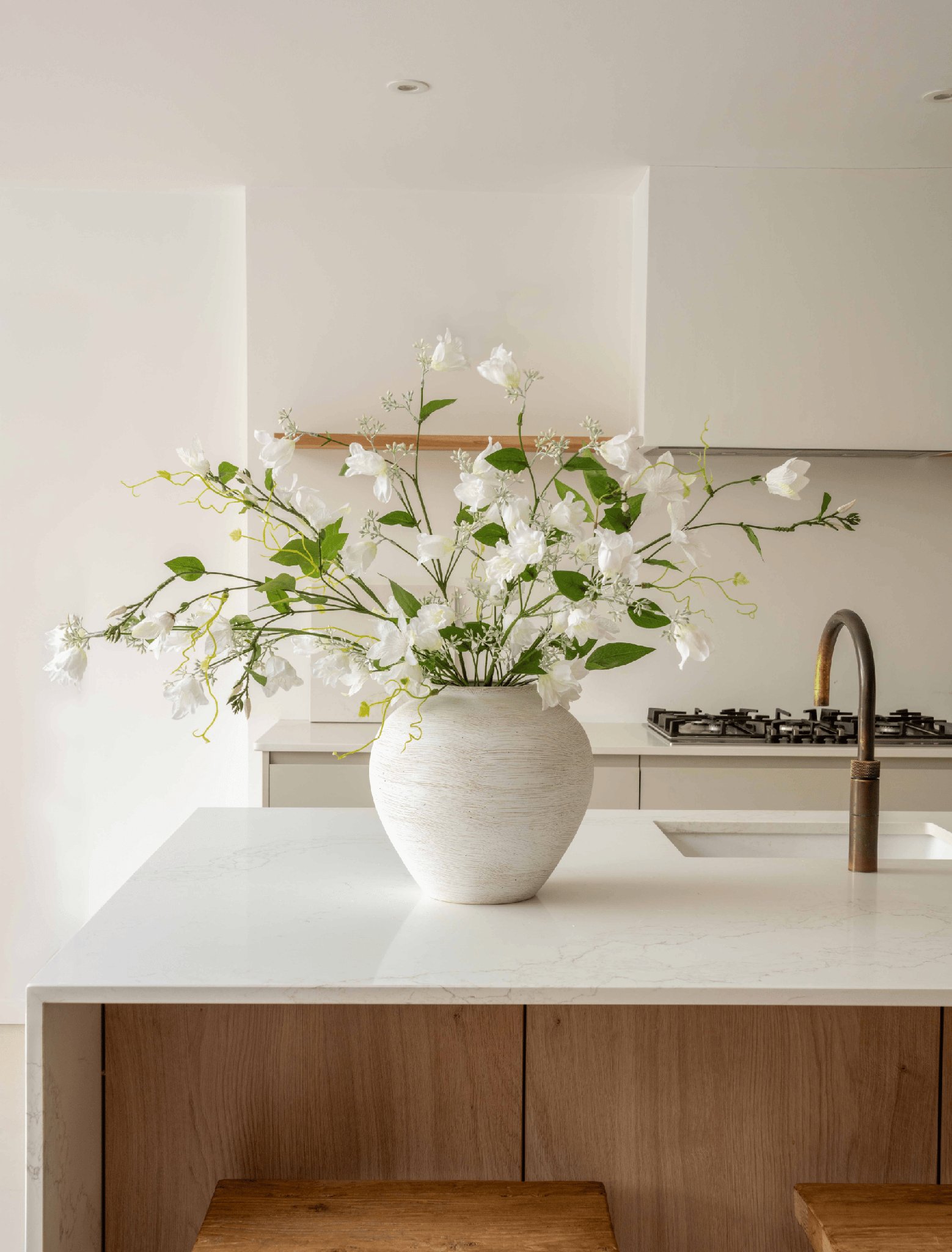 Faux Arrangement - Bell Flower & Clematis White