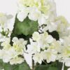 Lifelike White Geranium Faux Flower Bush, 18 Inch Artificial Plant for Outdoor Use, Water Resistant, Farmhouse Decor, No Watering Needed with Vase