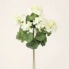 Lifelike White Geranium Faux Flower Bush, 18 Inch Artificial Plant for Outdoor Use, Water Resistant, Farmhouse Decor, No Watering Needed with Vase