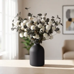 Lifelike Eucalyptus Faux Flower Arrangement, White & Green, 24 Inch Silk Floral Centerpiece for Wedding, No Watering Needed Vase Not Included