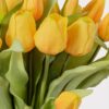 Lifelike Yellow Tulip Faux Flower Bouquet, 21 Blooms Artificial Silk Flowers for Wedding Centerpiece, Spring Decor, No Watering Needed with Vase