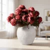 Realistic Red Rose Faux Flower Arrangement, 21 Roses Artificial Silk Floral Stems, Elegant Living Room Decor, No Watering Needed Vase Not Included