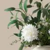 Lifelike White Dahlia Faux Flower Arrangement, 13 Stems Artificial Flowers for Living Room Elegant Decor, No Watering Needed Vase Not Included