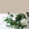 Lifelike White Dahlia Faux Flower Arrangement, 13 Stems Artificial Flowers for Living Room Elegant Decor, No Watering Needed Vase Not Included