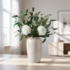 Lifelike White Dahlia Faux Flower Arrangement, 13 Stems Artificial Flowers for Living Room Elegant Decor, No Watering Needed Vase Not Included