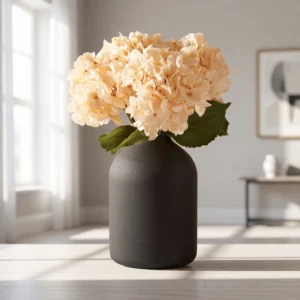 Lifelike Cream Hydrangea Faux Flower Arrangement, 4 Stems Dried Natural for Living Room, Fall Decor, No Watering Needed Vase Not Included