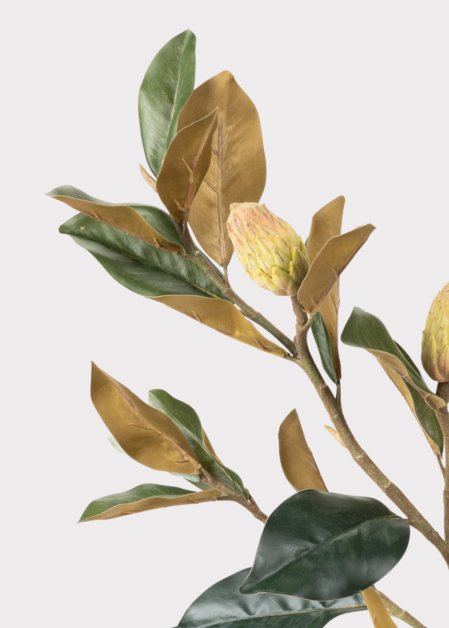 Lifelike Green Magnolia Faux Floral Stems, 37" Silk Branch for Living Room, Modern Fall Decor, No Watering Needed with Vase