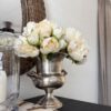 Lifelike Cream Peony Artificial Flower Bouquet, 9 Inch Silk Floral Bridal for Wedding Centerpiece, Elegant No Watering Needed with Vase
