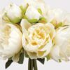 Lifelike Cream Peony Artificial Flower Bouquet, 9 Inch Silk Floral Bridal for Wedding Centerpiece, Elegant No Watering Needed with Vase