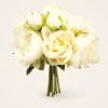 Lifelike Cream Peony Artificial Flower Bouquet, 9 Inch Silk Floral Bridal for Wedding Centerpiece, Elegant No Watering Needed with Vase