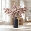 Lifelike Pink Berry Faux Flower Arrangement, 3 Stems for Winter Decor, Christmas Home Accents, Elegant Vase Not Included