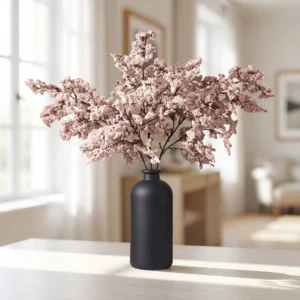 Lifelike Pink Berry Faux Flower Arrangement, 3 Stems for Winter Decor, Christmas Home Accents, Elegant Vase Not Included