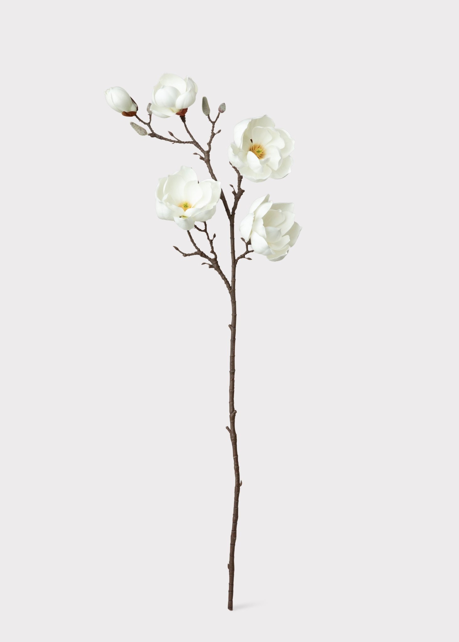 Lifelike White Magnolia Faux Flower Branch, 39 Inch Artificial Floral Stem for Spring Decor, Wedding Centerpiece, Luxury Home No Watering Needed with